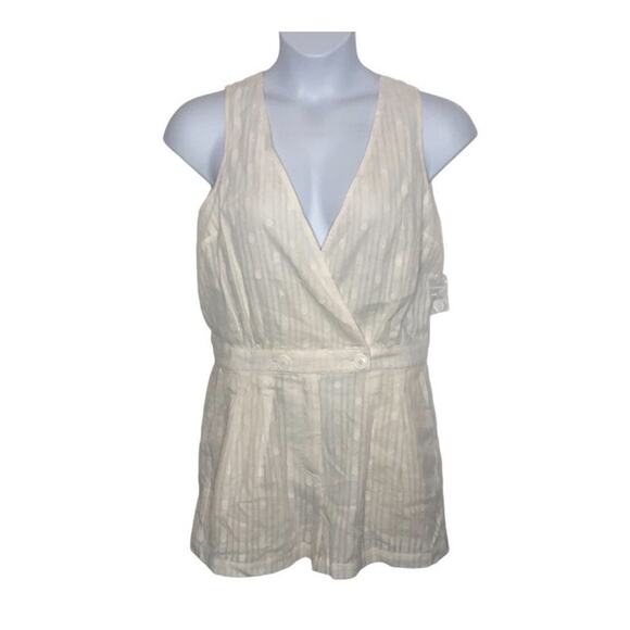 ModCloth Easy Go Sleeveless Cotton Faux Wrap Romper NWT Large - Picture 3 of 16